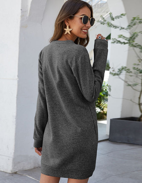 Load image into Gallery viewer, Ivy Lane Round Neck Long Sleeve Mini Dress with Pockets
