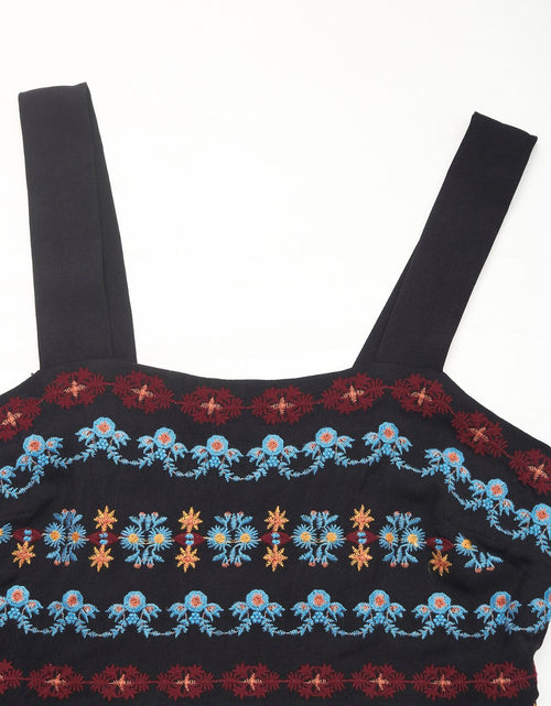 Load image into Gallery viewer, Perfee Embroidered Floral Side Slit Sleeveless Midi Dress
