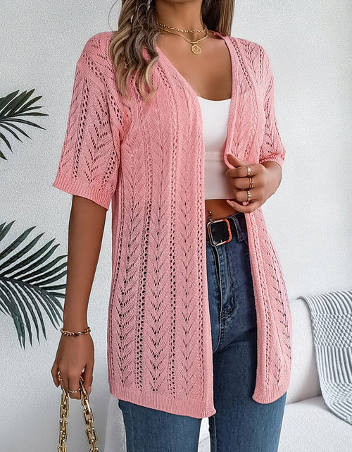 Load image into Gallery viewer, Openwork Open Front Half Sleeve Cardigan
