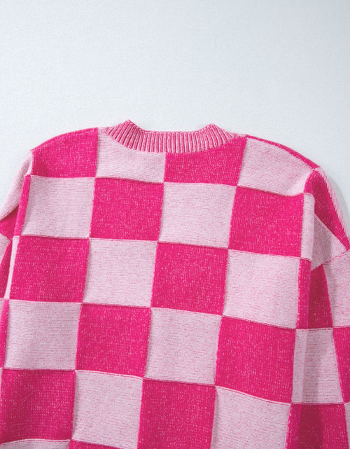 Load image into Gallery viewer, Checkered V-Neck Long Sleeve Cardigan
