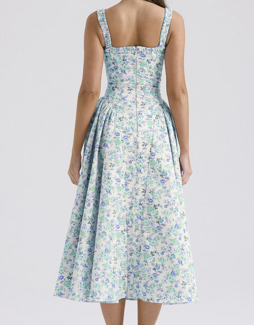 Load image into Gallery viewer, Floral Square Neck Wide Strap Midi Dress
