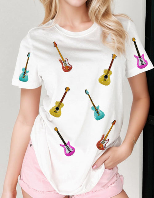 Load image into Gallery viewer, Guitar Crew Neck Short Sleeve T-Shirt
