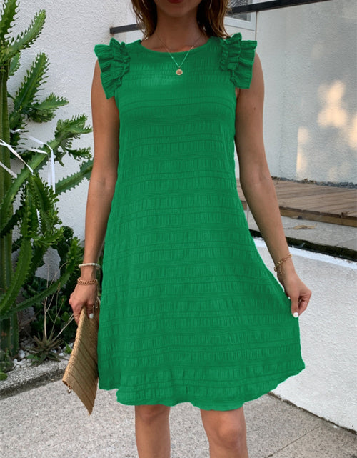 Load image into Gallery viewer, Ruffled Round Neck Sleeveless Dress
