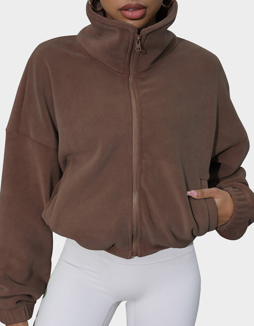 Load image into Gallery viewer, Drawstring Turtleneck Zip Up Long Sleeve Jacket
