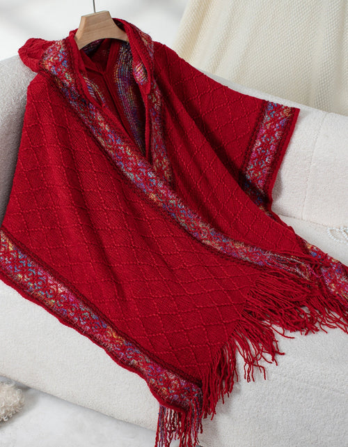 Load image into Gallery viewer, Fringe Half Sleeve Hooded Poncho

