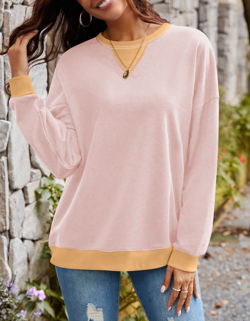 Load image into Gallery viewer, Lovelet Contrast Round Neck Long Sleeve Sweatshirt
