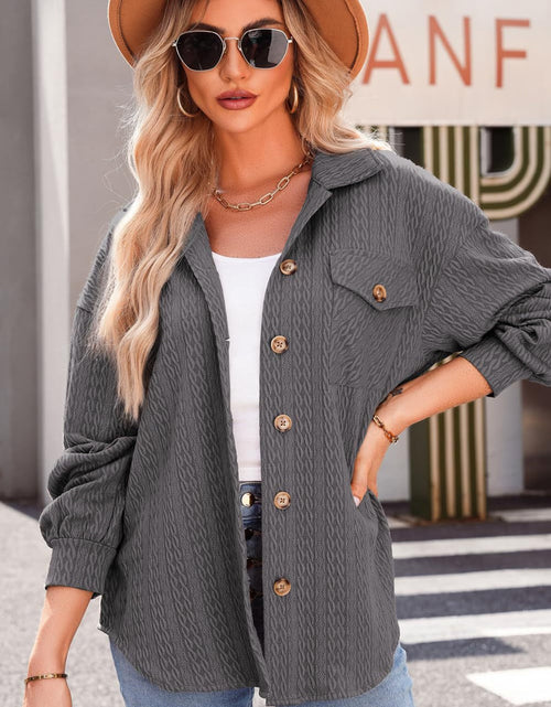 Load image into Gallery viewer, Textured Button Up Long Sleeve Shacket

