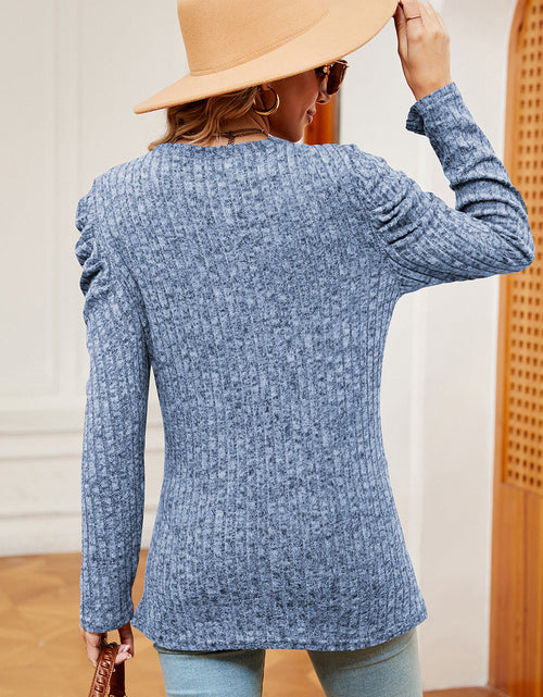 Load image into Gallery viewer, Round Neck Puff Sleeve T-Shirt
