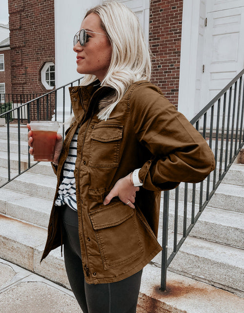 Load image into Gallery viewer, Pocketed Long Sleeve Zip Up Jacket
