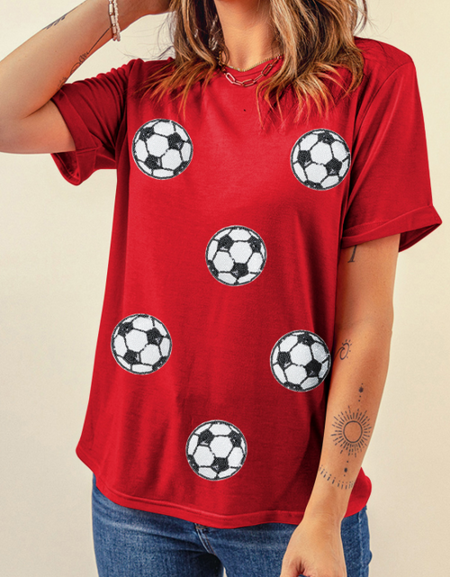 Load image into Gallery viewer, Football Round Neck Short Sleeve T Shirt
