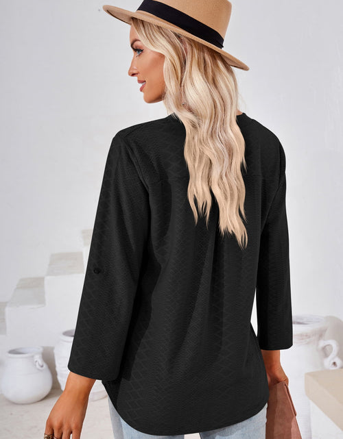 Load image into Gallery viewer, V-Neck Roll-Tap Sleeve Blouse
