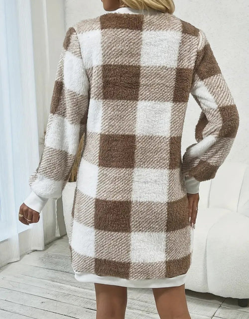 Load image into Gallery viewer, Plaid V-Neck Long Sleeve Dress
