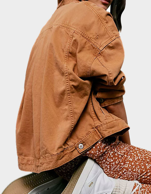Load image into Gallery viewer, Button Up Drop Shoulder Denim Jacket
