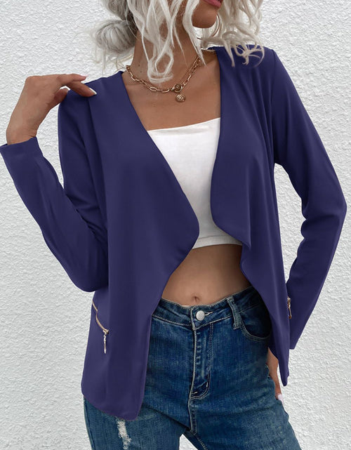 Load image into Gallery viewer, Open Front Zipper Pocket Cardigan
