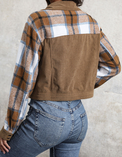 Load image into Gallery viewer, Perfee Plaid Button Up Collared Neck Jacket
