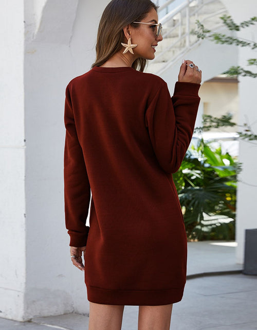 Load image into Gallery viewer, Ivy Lane Round Neck Long Sleeve Mini Dress with Pockets
