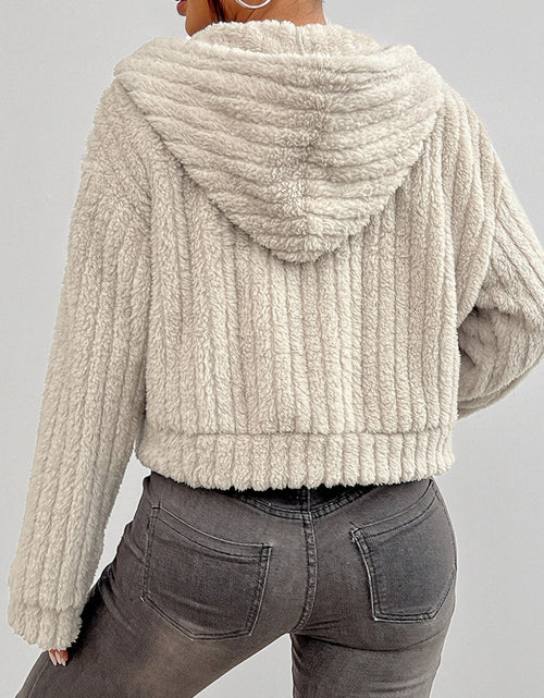 Load image into Gallery viewer, Zip Up Long Sleeve Fuzzy Hooded Jacket
