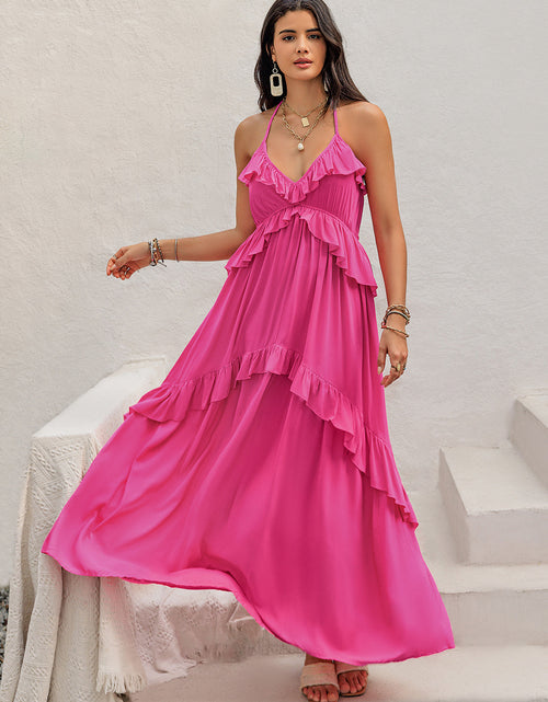 Load image into Gallery viewer, Ruffled Halter Neck Maxi Dress
