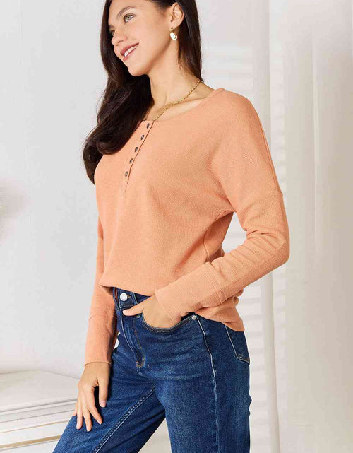Load image into Gallery viewer, Basic Bae Half Button Long Sleeve Top
