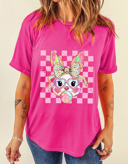 Load image into Gallery viewer, Rabbit Graphic Round Neck Short Sleeve T-Shirt
