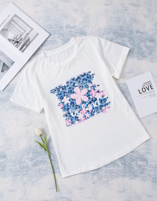 Load image into Gallery viewer, Leopard Floral Graphic Round Neck Tee
