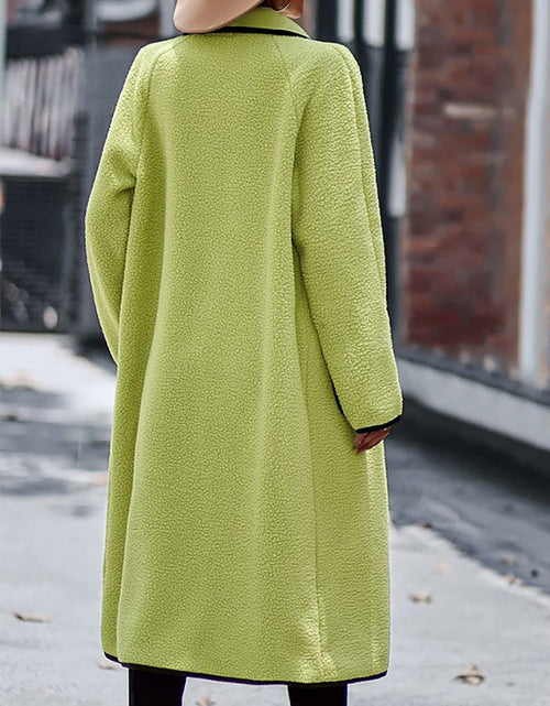 Load image into Gallery viewer, Full Size Contrast Trim Long Sleeve Coat with Pockets
