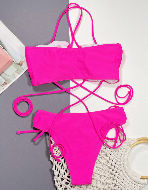 Load image into Gallery viewer, Halter Neck Drawstring Detail Bikini Set
