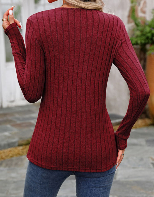 Load image into Gallery viewer, Decorative Button Round Neck Long Sleeve T-Shirt
