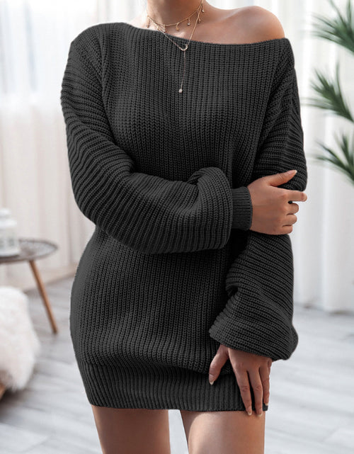 Load image into Gallery viewer, Rib-Knit Mini Sweater Dress
