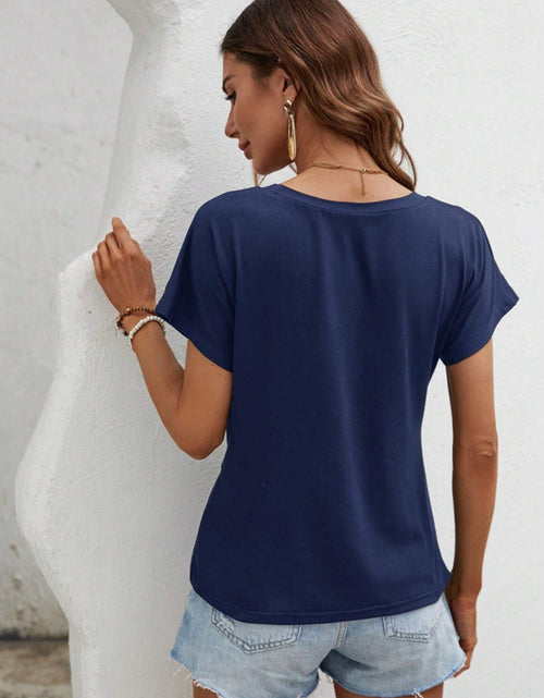 Load image into Gallery viewer, Asymmetric Hem Round Neck T-Shirt
