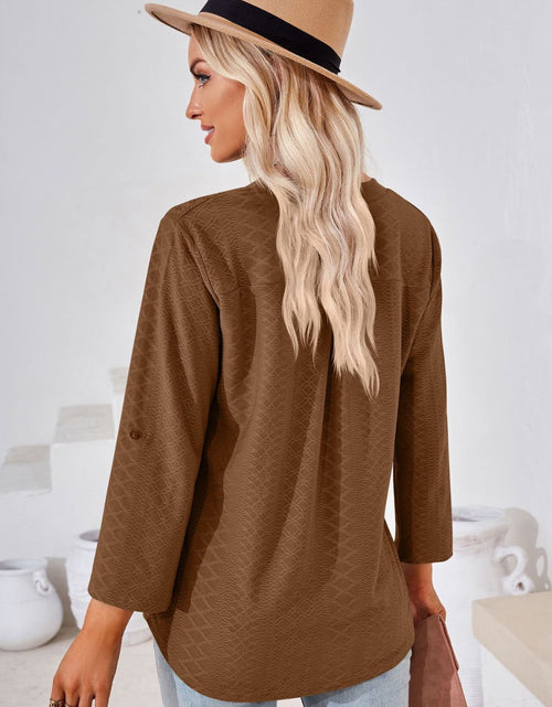 Load image into Gallery viewer, V-Neck Roll-Tap Sleeve Blouse
