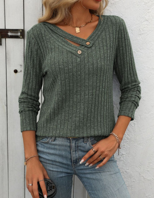 Load image into Gallery viewer, Mandy Ribbed V-Neck Long Sleeve T-Shirt
