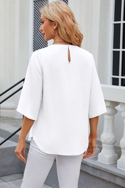 Load image into Gallery viewer, Round Neck Slit Half Sleeve Top
