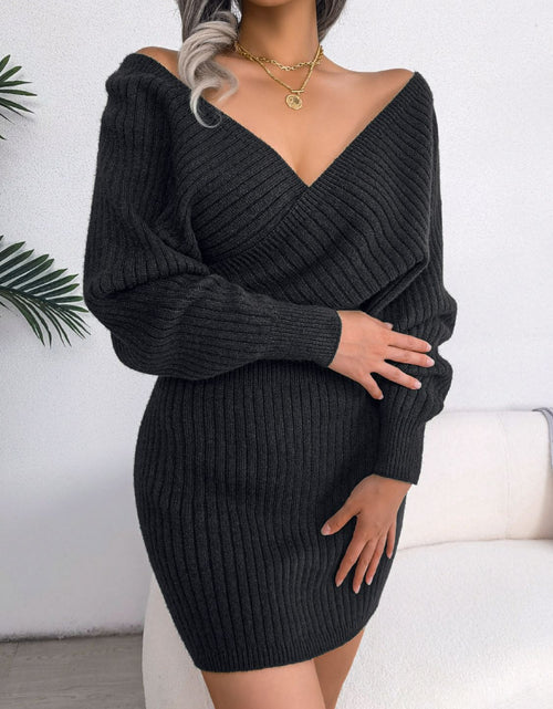 Load image into Gallery viewer, Rib-Knit Dolman Sleeve Sweater Dress

