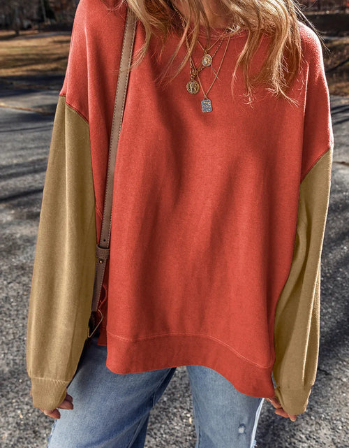 Load image into Gallery viewer, Contrast Round Neck Long Sleeve Sweatshirt
