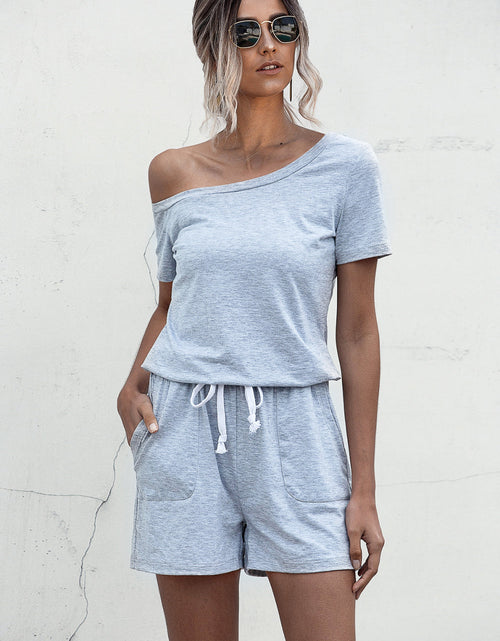Load image into Gallery viewer, One Shoulder Tie Waist Romper

