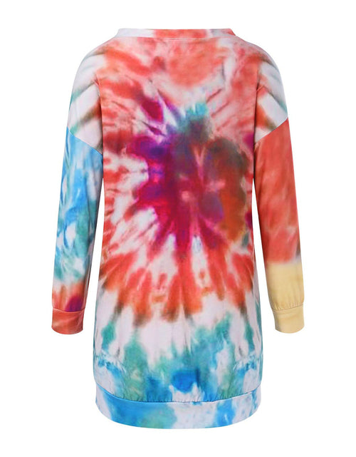 Load image into Gallery viewer, Full Size Tie-Dye Round Neck Long Sleeve Dress
