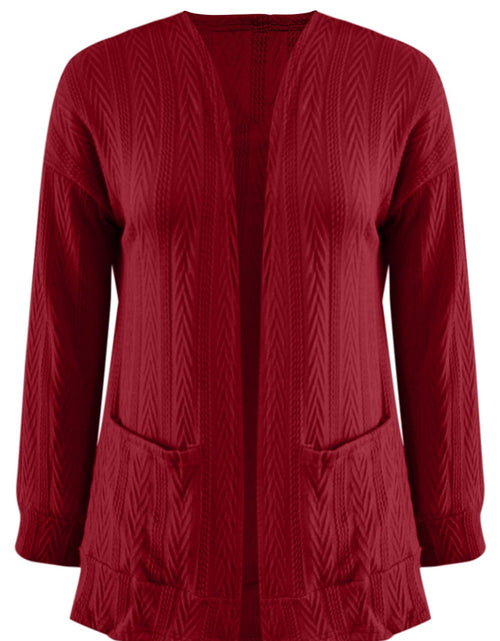 Load image into Gallery viewer, Full Size Textured Open Front Long Sleeve Cardigan

