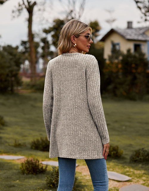 Load image into Gallery viewer, Ribbed Button-Up Cardigan with Pockets
