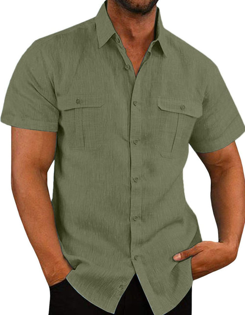 Load image into Gallery viewer, Men's Plus Size Collared Neck Short Sleeve Shirt
