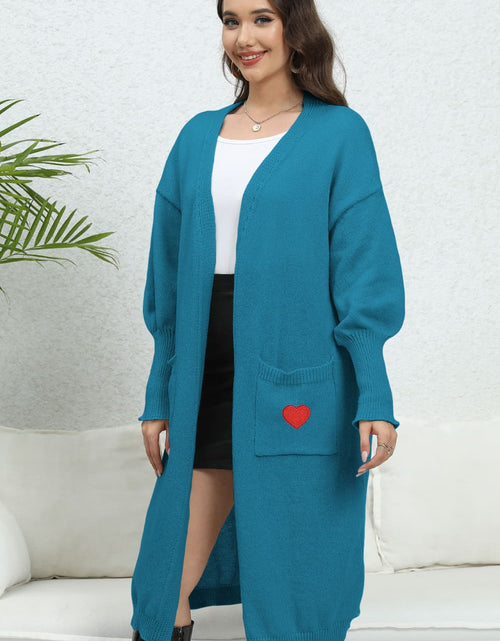 Load image into Gallery viewer, Lantern Sleeve Open Front Pocketed Cardigan
