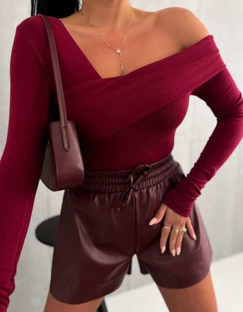 Load image into Gallery viewer, Asymmetrical Single Shoulder Long Sleeve T-Shirt
