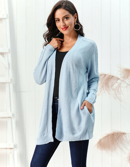 Load image into Gallery viewer, Cable-Knit Open Front Long Sleeve Cardigan
