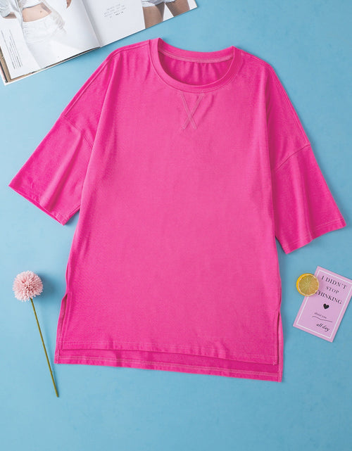 Load image into Gallery viewer, Slit Round Neck Half Sleeve T-Shirt
