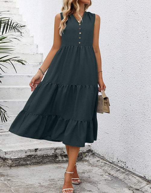 Load image into Gallery viewer, V-Neck Sleeveless Tiered Dress
