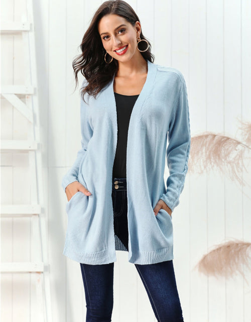 Load image into Gallery viewer, Cable-Knit Open Front Long Sleeve Cardigan
