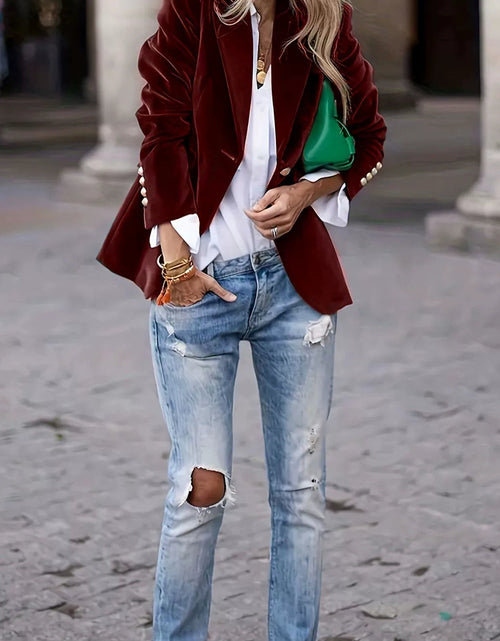 Load image into Gallery viewer, Lapel Collar One Button Blazer
