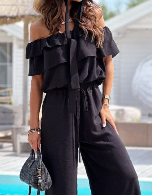 Load image into Gallery viewer, Ruffled Off  Shoulder Wide Leg Jumpsuit
