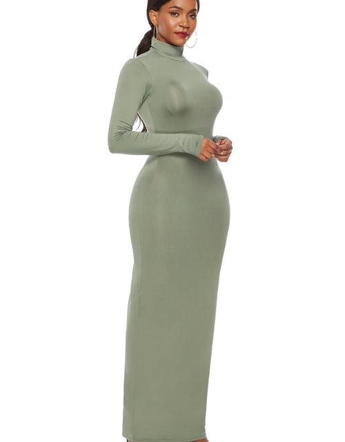 Load image into Gallery viewer, Mock Neck Long Sleeve Maxi Slim Dress
