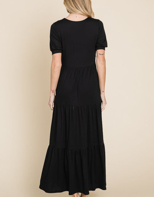 Load image into Gallery viewer, BOMBOM Short Sleeve Tiered Maxi Dress
